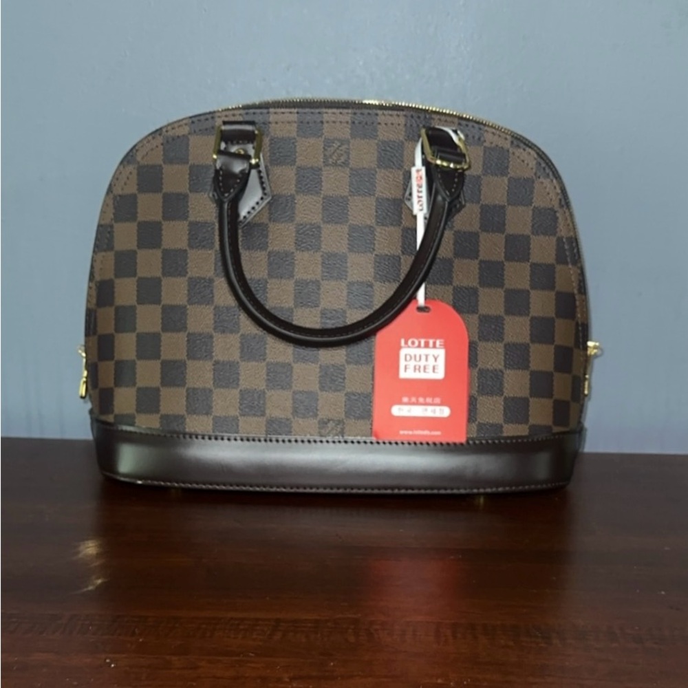 Brown checkered purse